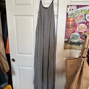 Armani Exchange Navy and White Printed Dress with Slim Straps